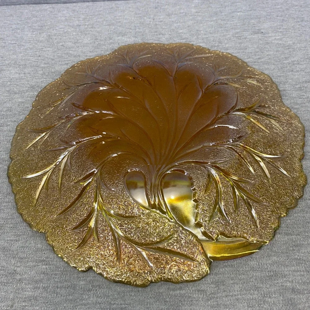 Vintage Indiana Glass Marigold Carnival Glass Platter 10
